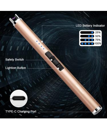 ARECTECH Rechargeable Electric Arc Plasma Lighter - Champagne Gold for Candle, Kitchen, Camping - Buy Online on GoSupps.com