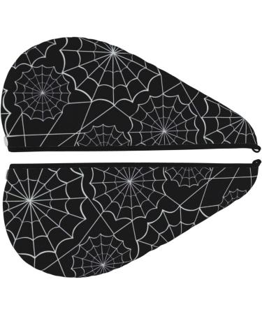 Spider Web Black Microfiber Hair Towel - Super Absorbent Coral Velvet Hair Wrap for Women - Quick Drying Cap for Long Curly & Thick Hair - Buy Online on GoSupps.com
