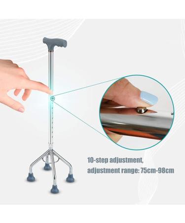 Quad Cane Adjustable Walking Cane with 4 Pronged Feet for Extra Stability Small Quad Base for Men Women and Seniors Silver Star of Light - Buy Online on GoSupps.com