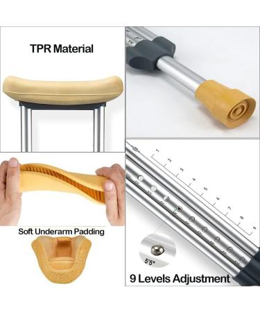 Adult Underarm Crutches (1 Pair) Adjustable Aluminum Crutches Walking Sticks for Elderly People with Disabilities Ergonomic Medical Crutches Anniversary Lucky Star - Buy Online on GoSupps.com