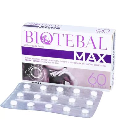 Formula Biotebal Max 10mg 60TBS European Version Biotin Max 10 000 mcg Formula for Hair Skin and Nail Support - Buy Online on GoSupps.com