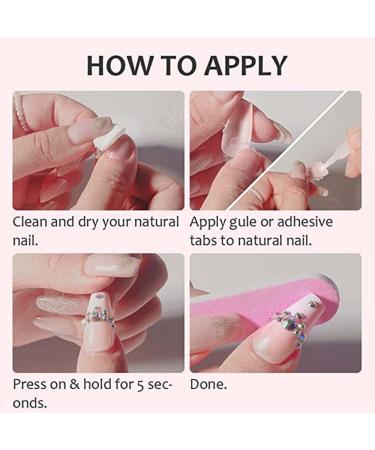 Black Heart Checkerboard Press On Nails Set - 24 Square French Acrylic Fake Nails with Glue for Women and Girls - Buy Online on GoSupps.com