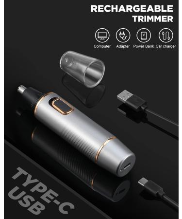 Painless Nose Hair Trimmer for Men 2023 | Dual Edge Blades, Waterproof & Powerful Motor | Grey Gold - Buy Online on GoSupps.com