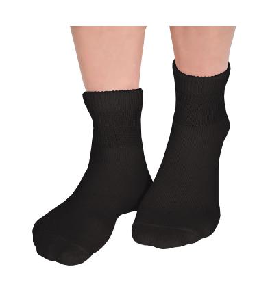Garment Group Womens Diabetic Socks - 3 Pack Soft Ankle Length Footwear - Black