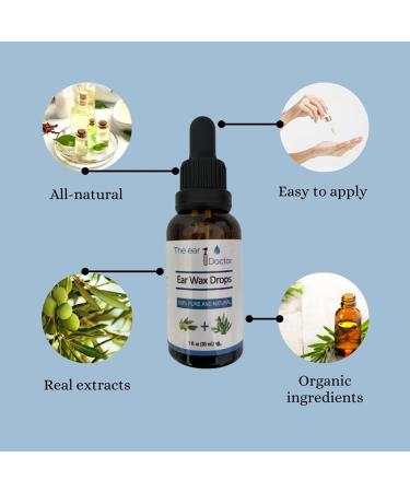 Ear Doctor 30ml Ear Wax Removal Drops - 100% Pure & Natural Formula by Ear Surgeon | Gentle Removal of Hardened Ear Wax | With Dropper Applicator - Buy Online on GoSupps.com