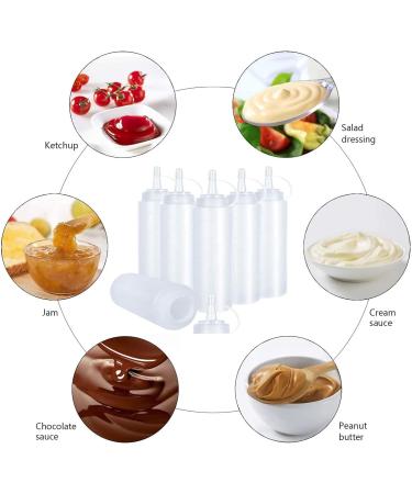 WELLXUNK 6pcs Sauce Bottle 8 oz Squeeze Condiment Bottle Plastic Sauce Bottle Used for Mustard Mayonnaise Olive Oil Barbecue Sauce BPA Free - Buy Online on GoSupps.com