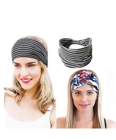 EYSL Boho Knotted Headband 3 Pack - Wide Fashion Stretch Head Wraps for Women - Twist Flower Printed Hair Band - Turban Bandana Hair Accessories - Multi-colored - Buy Online on GoSupps.com