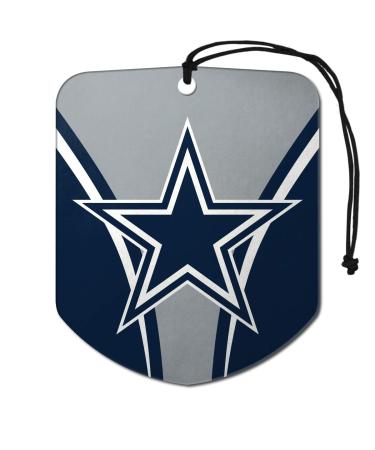 FANMATS 61568 NFL Dallas Cowboys Hanging Car Air Freshener, 2 Pack, Black Ice Scent, Odor Eliminator, Shield Design with Team Logo Ocean One Size