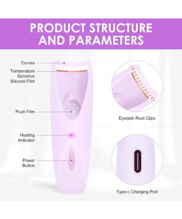 Heated Eyelash Curler - USB Rechargeable Electric Lash Curler for Quick Natural Curling - 24 Hours Long Lasting - Best Gifts for Women - Purple - Buy Online on GoSupps.com