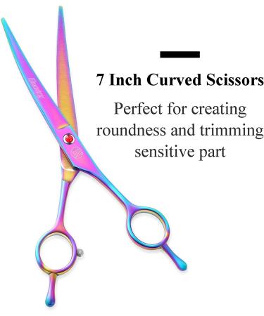 Moontay 7 & 8 Professional Dog Grooming Scissors Set - Chunkers, Curved & Thinning Shears for Pet Grooming - Rainbow Pack of 5 - Buy Online on GoSupps.com