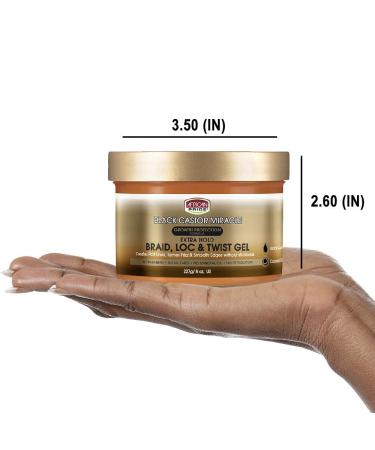 African Pride Black Castor Miracle Extra Hold Braid Loc Twist Gel - 8 oz | Tames Frizz & Edges | For 4C Hair Type | Paraben, Sulfate, Mineral Oil, Petrolatum Free - Buy Online on GoSupps.com