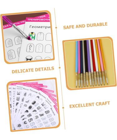 Housoutil 1 Set Manicure Exercise Book Nail Art Liner Nail Manicure Kit Nail Art Pen Nail Practice Liner Pen Nail Art Practice Kit Nail Kit Nail Detail Pen Training Card Wooden - Buy Online on GoSupps.com