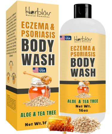 Eczema Body Wash All Natural Eczema Soap, Dermatitis, Psoriasis Treatment for Dry Itchy Sensitive Skin Relief Gentle Detoxifying, Healing, Anti-Itch, Oatmeal Goat Milk Bath Wash for Kids, & Adults