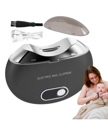 Hlagmix Kid Electric Nail Clipper - Safety Fingernail Nail Clipper - Rechargeable Nail Scraps with Light & 3 Speeds Clipper with LCD Digital Display for Children Seniors Black