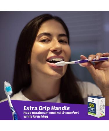 50 Pack Bulk Individually Wrapped Toothbrushes for Adults and Kids | Medium-Soft Large Brush Head | Disposable Travel Oral Set in Multiple Colors - Buy Online on GoSupps.com