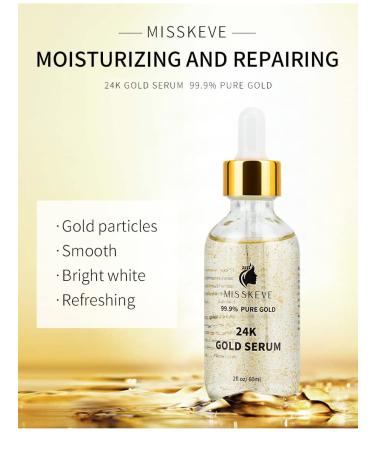 24K Gold Serum 60ML - Best Anti-Aging Face Serum with Hyaluronic Acid | Pure Gold Infused Skincare - Buy Online on GoSupps.com