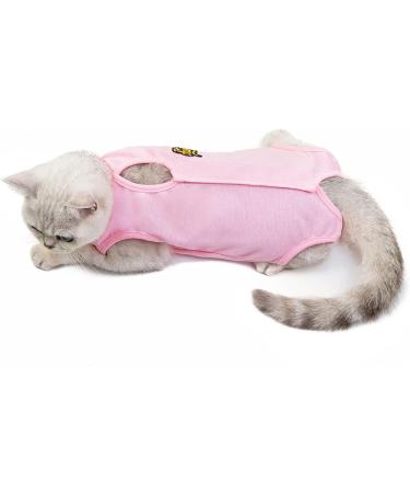Komate Cat Surgical Recovery Suit | Post Surgery Cotton Pet Physiological Clothes | E-Collar Alternative for Cats & Dogs (S Pink) - Buy Online on GoSupps.com