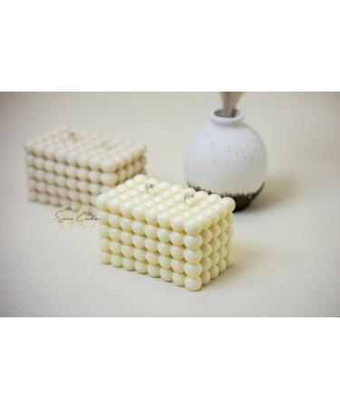 Set of 2 Huge Bubble Candle 100% Natural Soy Wax Coconut Soy Wax Gender Reveal Birthday Wedding.(White Beige) (Rosewater)