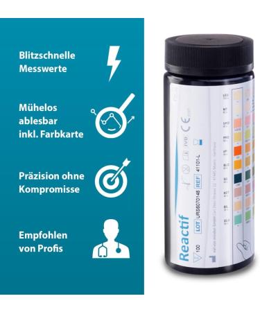 Reactif Health Test: 100 Urine Test Strips for 10 Parameters | Fast Urinalysis & Color Scale - Buy Internationally - Buy Online on GoSupps.com