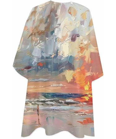 Buy Abstract Orange Multicolored Summer Beach Barber Cape - Adjustable Hair Cutting Cape for Men Women & Kids | 55x63 Inch Salon Gown Accessories - Buy Online on GoSupps.com