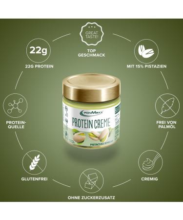IronMaxx Protein Cr me Tartiner Pistache 200 g Cr me prot in e faible en sucre p te tartiner pistache pour sport & nutrition Pistache 200 g (1er Pack) - Buy Online on GoSupps.com