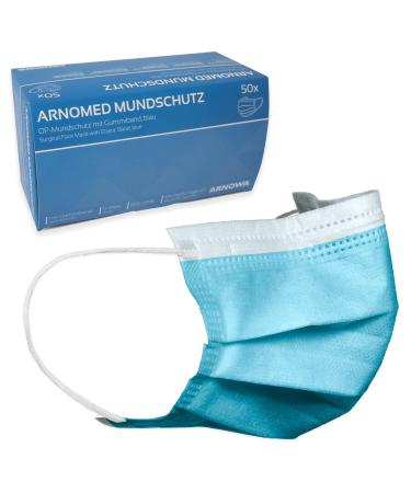Arnomed masks medically 50 pieces op masks blue type IIR 3-layer medical masks blue according to norm EN 14683 op masks colorful CE certified mouth protection medical blue