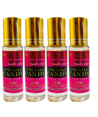 Body Oil Perfume Compatible with Candy Scent Long-Lasting 12ml Roll-On (Pack of 4)