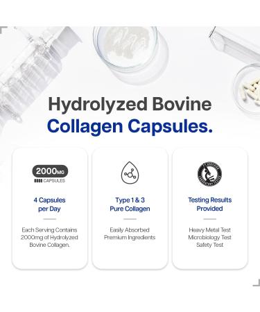 Just Collagen Hydrolyzed Collagen 200 Capsules - Helps in Collagen Formation - Hydrolyzed Bovine Collagen Peptides Powder - 50 Servings 200 count (Pack of 1) - Buy Online on GoSupps.com
