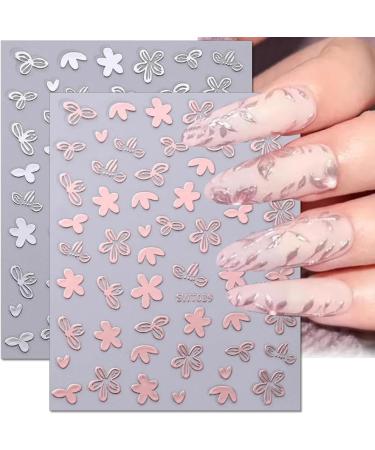 3D Metallic Flower Leaf Nail Art Stickers - Mirror Silver & Rose Gold Floral Decals for Stunning Nail Art - Buy Online on GoSupps.com