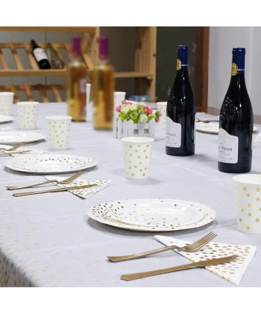 Nkaiso141Pcs White Gold Party Tableware Party Paper Plates and Cutlery Set Includes Plates Cups Dinnerware Napkins for Birthday Wedding Babyshower Decorations Supplies-20 Guests - Buy Online on GoSupps.com