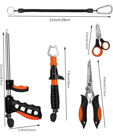 E-HORDE Fishing Tool Kit - Multifunctional Set for Man Fisherman - Fish Gripper, Scissors, Hook Remover & Lanyard - Orange - Buy Online on GoSupps.com