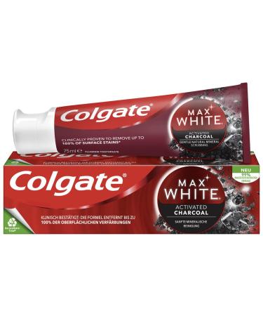 Colgate toothpaste Max White Charcoal 75ml - toothpaste with activated carbon removes up to 100% of the superficial discoloration 75 ml (1 -pack)