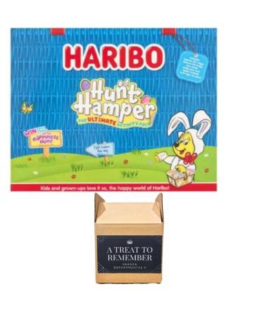 Haribo Hunt Hamper Box 320g Easter Egg Hunt Hamper Perfect For Sharing - Includes 20 Mini Bags 2x Bunny Ears Clue Cards & Signs