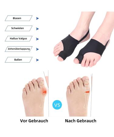 Buy EUR 6-Piece Hallux Valgus Toe Spreader & Bunion Corrector Socks - Anti-Slip Belt Gel Pads Bale Protection | Black - Buy Online on GoSupps.com