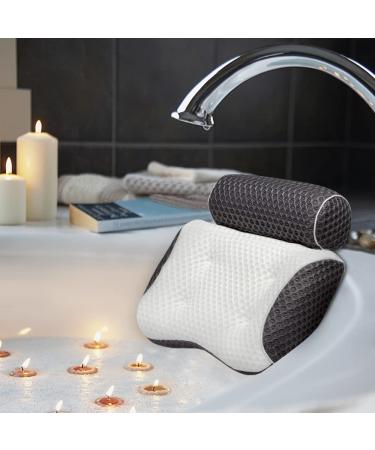 AmazeFan Bath Pillow, Bathtub Spa Pillow with 5D Air Mesh Technology and 4 Suction Cups, Helps Support Head, Back, Shoulder and Neck, Fits All Bathtub, Hot Tub and Home Spa 5d Air Mesh Fabric