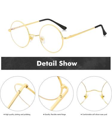 Monond HlpiAMok SPPRANDOM Yasirona Light Blocking Glasses Retro Circle Eyeglasses Round Computer Reading Glasses (Gold) - Buy Online on GoSupps.com