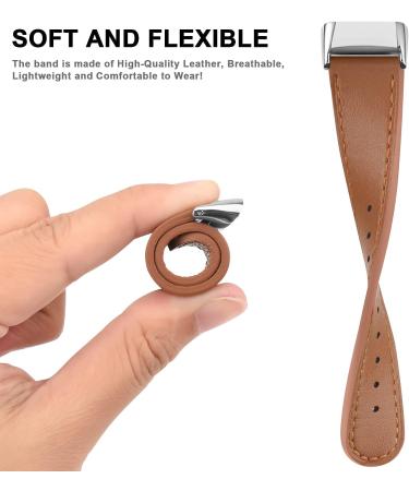 Tobfit Genuine Leather Band for Fitbit Charge 5 - Brown | Replacement Watchband Straps for Men and Women | Fits Wrist Sizes 5.7 - 8.7 | Accessories for Fitbit Charge 5 - Buy Online on GoSupps.com