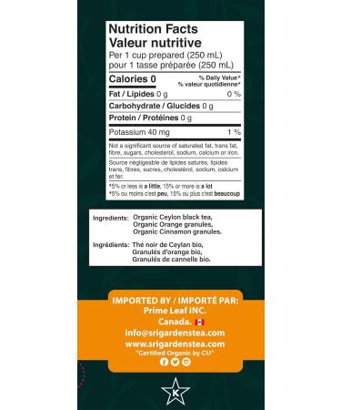 Sri Gardens Tea Orange Cinnamon Tea Bags 20 count - Buy Online on GoSupps.com