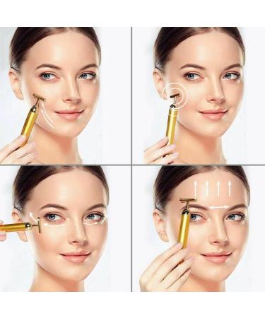 24K Gold Electric Facial Massage Roller - Anti-Aging Firming & Lifting Beauty Bar for Daily Skin Care - Buy Online on GoSupps.com