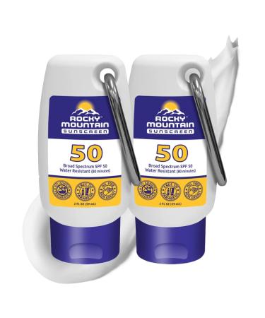Rocky Mountain Sunscreen SPF 50 Lotion | Reef Safe (Octinoxate & Oxybenzone Free) Water-Resistant | Broad Spectrum UVA/UVB Protection | Non-Greasy Fragrance Free Vegan Gluten Free | 2 Fluid Ounce (2-pack) SPF 50 Lotio...