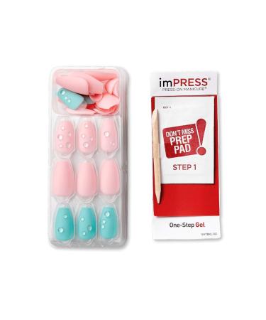 KISS IMPRESS Press-On Manicure Dew Drop - Medium Length Square Nails with PureFit Technology | 30 Artificial Nails & Accessories - Buy Online on GoSupps.com