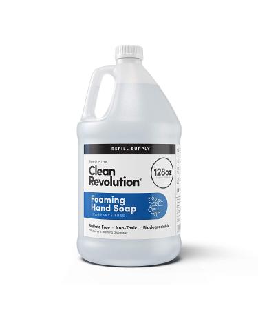 Clean Revolution Foaming Hand Soap Refill Supply | Gentle  Moisturizing | Ready to Use | Unscented | 128 Fl Oz (1 Gallon)  Clear  Fragrance Free Fragrance Free 128 Fl Oz (Pack of 1)