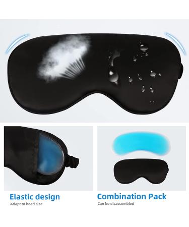 Noncell Silk Eye Mask with Reusable Gel Insert - Hot/Cold Therapy for Dark Circles - Black - Buy Online on GoSupps.com
