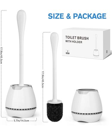 2 Pack Toilet Bowl Brush Set with Ventilated Holder - Durable Bristles, Long Ergonomic Handle - Bathroom Cleaning Scrubber Kit (White) - Buy Online on GoSupps.com