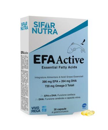Sifar Nutra EFA Active | 5 Star IFOS | VivoMega Fish Oil | 720mg Total Omega-3 | 396mg EPA + 264 DHA | Triglyceride Form | 30 Capsules
