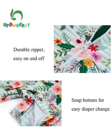 UPF 50+ Baby Girls' Pink Flower Swimsuit with Snap Bottom | 18-24 Months - Buy Online on GoSupps.com