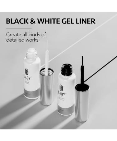 GAOY Gel Nail Polish Art Liner Set - Black & White for DIY French Manicure & Pedicure | International Shipping - Buy Online on GoSupps.com