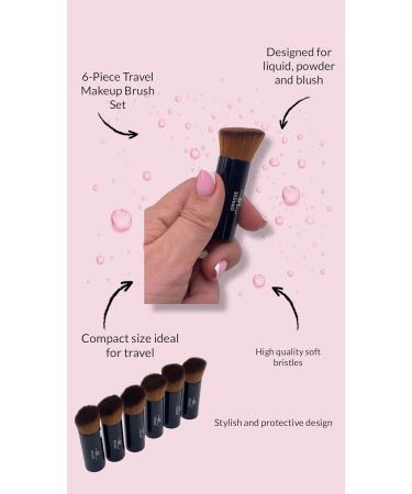 Travel Makeup Brush Set - 6 Mini Cosmetic Tools for Liquid Powder & Blush | Portable On-the-Go Face Brushes - Buy Online on GoSupps.com