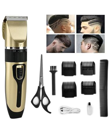 Professional Hair Clippers for Men Kids Professional Hair Trimmer Set Beard Shaver Detail Trimmer Kit Cordless Rechargeable Five Speed Adjustment Electric Hair Clippers with 4 Guide Combs