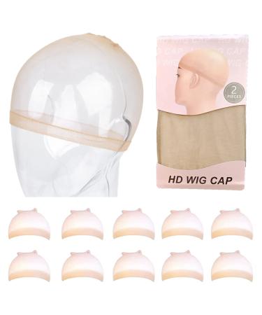 HD Wig Cap for Lace Front Wig, 10 Pieces Wig Caps for Women, Stocking Caps for Wigs, Thin and Breathable Wig Cap, Invisible HD Wig Caps Light Brown